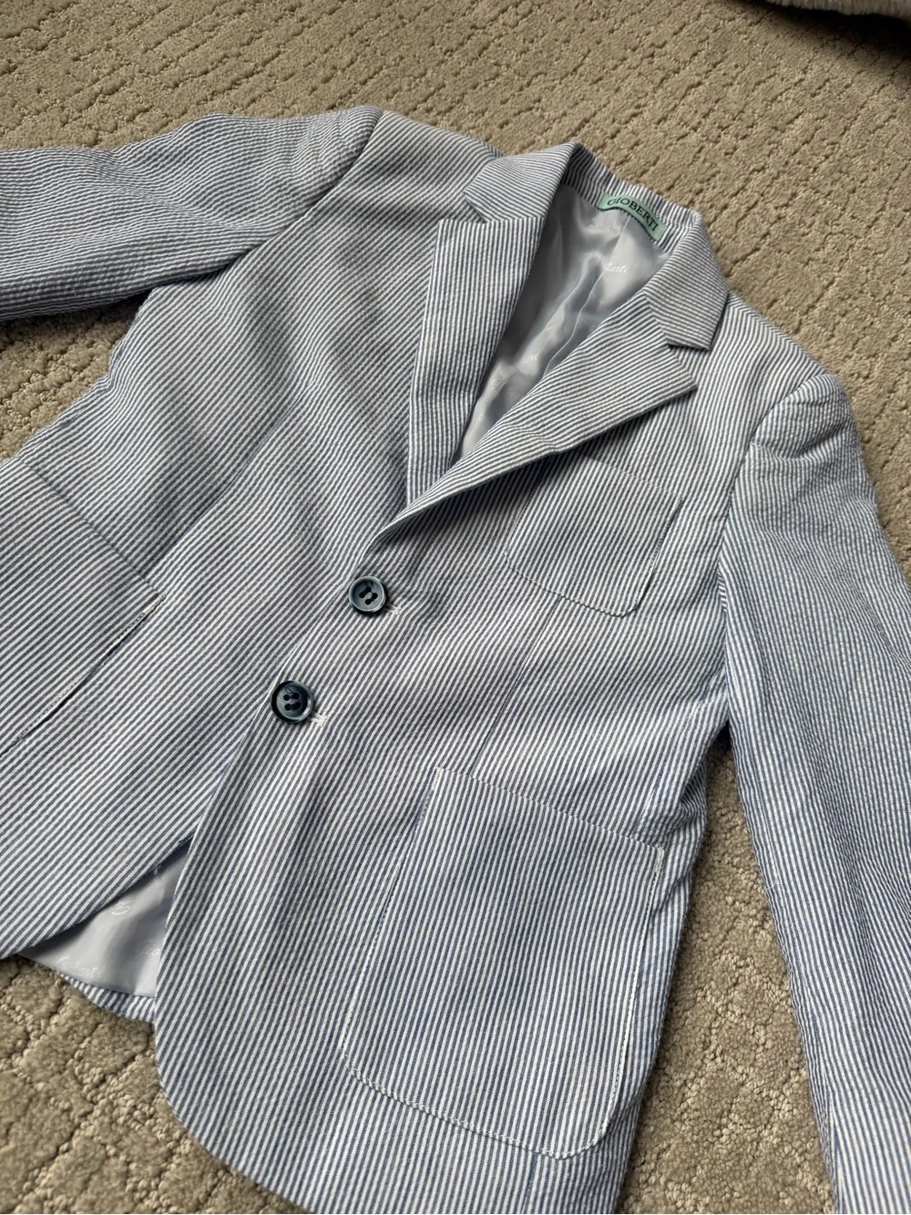 Light Blue White Pinstriped Blazer and Button Down Shirt Size 7